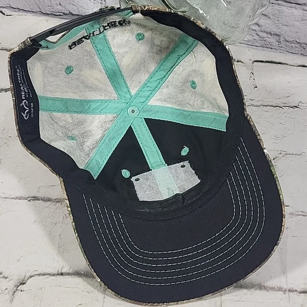 Realtree‎ Hat Womens One Size Camo Teal Glitter Brand Logo Patch Snapback Cap